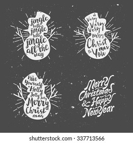 Retro Vintage Minimal Merry Christmas Background Collection with Hand Drawn Typography
