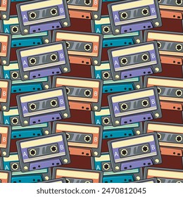 Retro Antiguas Mix Cintas Casettes Patrón sin fisuras