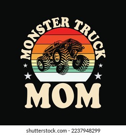 Retro Vintage Monster Truck Mom t-shirt design