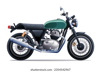 Retro vintage motorcycle vector illustration isolated on white background