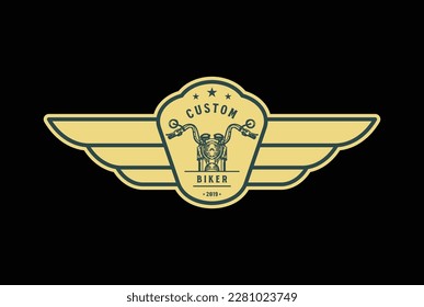 Retro Vintage Motorcycle with Wings for Biker Custom Club Garage Workshop Logo Design