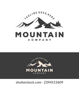 Retro Vintage Mountain Adventure Emblem Logo design, Mountain Peaks Logo design vector