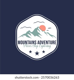 Retro Vintage mountain adventure emblem logo design. Wild Life Slogan Vector Artwork For T-Shirt Printing And Other Uses