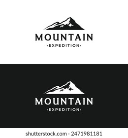 Diseño retro vintage del logotipo del explorador de la montaña.Logo para escaladores, negocios, camping e insignias.