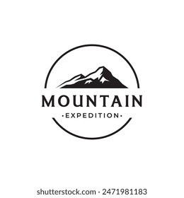 Diseño retro vintage del logotipo del explorador de la montaña.Logo para escaladores, negocios, camping e insignias.