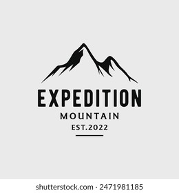 Diseño retro vintage del logotipo del explorador de la montaña.Logo para escaladores, negocios, camping e insignias.