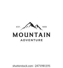 Diseño retro vintage del logotipo del explorador de la montaña.Logo para escaladores, negocios, camping e insignias.