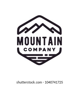 Retro Vintage Mountain Sea Adventure Hipster Emblem Logo design 
