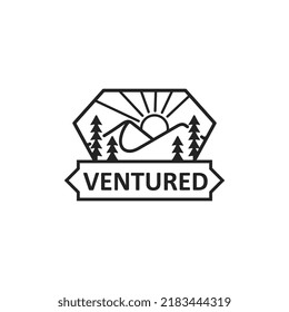 Retro Vintage Mountain Sea Adventure logo design