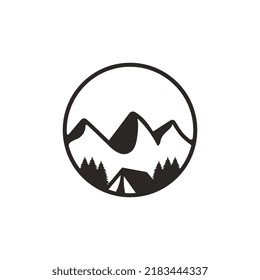 Conception du logo Retro Vintage Mountain Sea Adventure