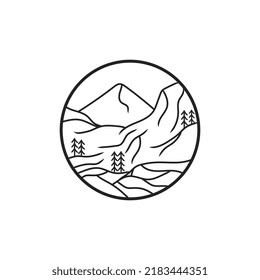 Conception du logo Retro Vintage Mountain Sea Adventure