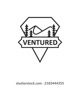 Conception du logo Retro Vintage Mountain Sea Adventure