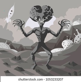 retro vintage movie space alien invader