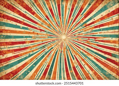 Retro vintage multicolored texture in spiral and swirling position. Starburst sunburst retro design background. Swirl surface.