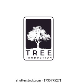 Retro Vintage Oak Maple Tree Service Logo Design