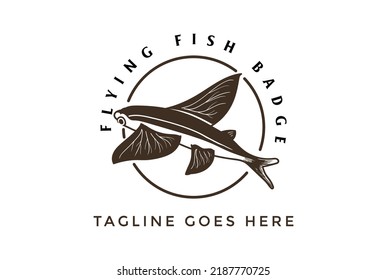 Retro Vintage Ocean Flying Fish Badge Étiquette Logo
