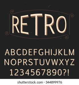 Retro vintage old scratched font for design. Vector eps10.