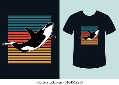 Retro vintage orca t shirt design with orca illustration