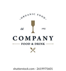 Retro vintage organic food and drink logo elements.Logo for business, restaurant, stamp, badge.