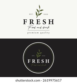 Retro vintage organic food and drink logo elements.Logo for business, restaurant, stamp, badge.