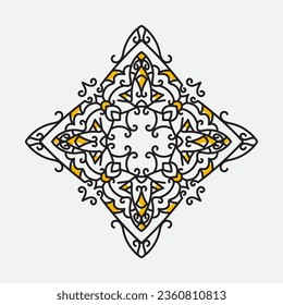 Retro vintage ornament design with black and yellow color