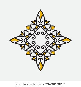 Retro vintage ornament design with black and yellow color