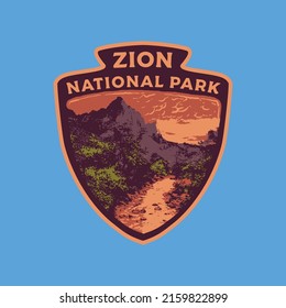 Retro Vintage Outdoor Adventure Badge Emblem Logo Zion National Park