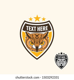 Retro vintage owl patch or emblem for sport team or apparel