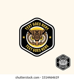 Retro vintage owl patch emblem template