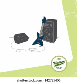 retro vintage page music theme rock guitar