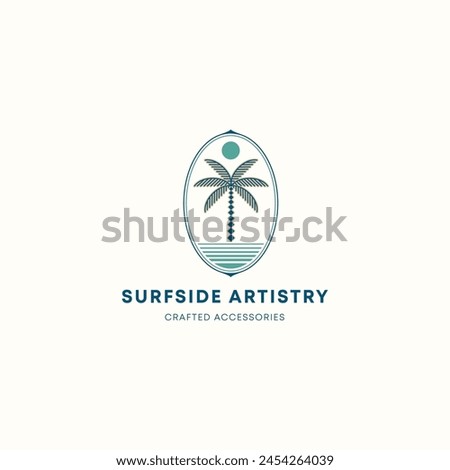 retro vintage palm beach sun logo vector illutration for craftmanship artistry local bar brand