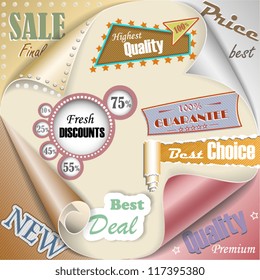 Retro and vintage paper sale elements vector illustration