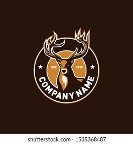 Retro vintage patch deer logo template