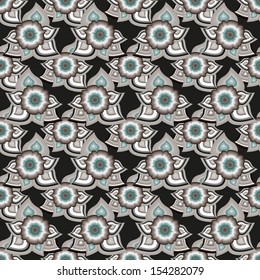 Retro vintage pattern. Autumn vector illustration with flowers
