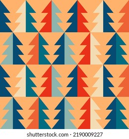 Retro vintage pattern with Christmas trees. Christmas festive pattern. Vector illustration