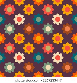 Retro Vintage Muster mit Blumen im Stil der 60er Jahre . Vektorgrafik