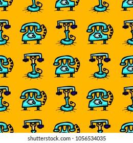 Retro vintage phones seamless pattern. Original design for print or digital media.