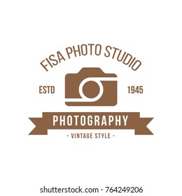 Retro Vintage Photography, Camera, Videography or Logotype Vector design element, business sign template.