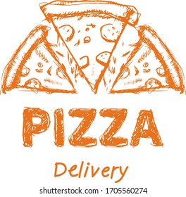 logo de la pizza retro vintage y plantilla de tipografía