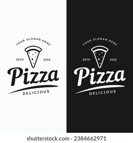 Retro vintage pizza or pizzeria logo design with crossed shovels. Logo for business, restaurant, labels and badges.