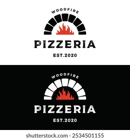 Retro vintage pizza or pizzeria logo design with crossed shovels. Logo for business, restaurant, labels and badges.