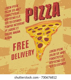 Retro vintage pizza poster label