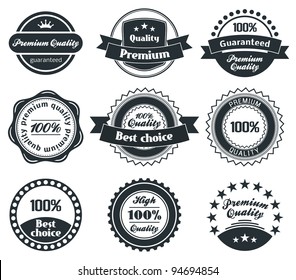 Retro Vintage Premium Quality and Best Choice Label collection with black grungy design.