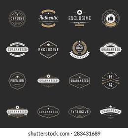 Retro Vintage Premium Quality Labels set  Vector design elements  signs  logos  identity  labels  badges  logotypes  stickers   stamps  Satisfaction  Guaranteed  Highest  Best choice   other text 