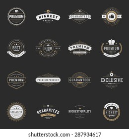 Retro Vintage Premium Quality Labels set. Vector design elements, signs, logos, identity, labels, badges, logotypes, stickers and stamps. Satisfaction, Guaranteed, Highest, Best choice and other text.