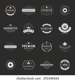 Retro Vintage Premium Quality Labels set. Vector design elements, signs, logos, identity, labels, badges, logotypes, stickers and stamps. Satisfaction, Guaranteed, Highest, Best choice and other text.