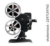 Retro vintage projector composition with isolated realistic image of film strip viewing device on blank background vector illustration