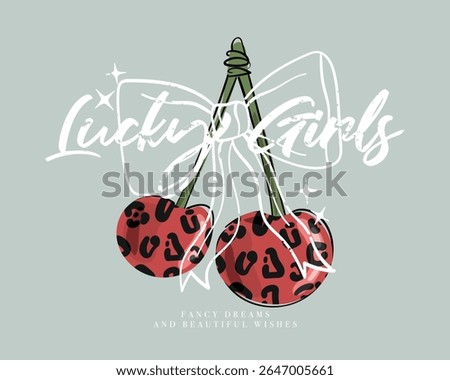 Retro vintage quote slogan typography. Cherry sign. Vector illustration design for fashion graphics, t shirt prints, posters, slogan tees, stickers, frames.