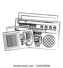 retro vintage radio cassette stereo boombox emblem