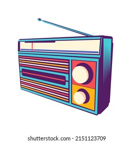 Retro Vintage Radio Music Vector Illustration